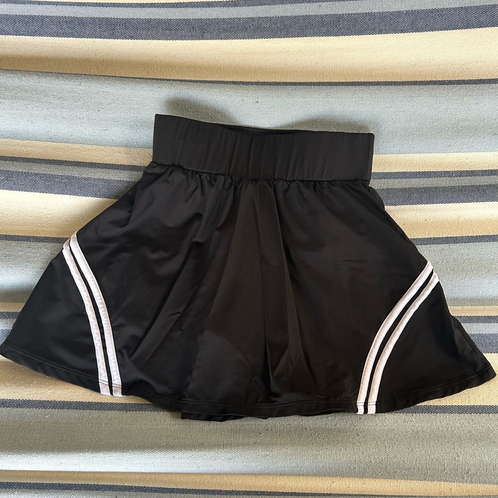 Black and White Striped Tennis Skirt